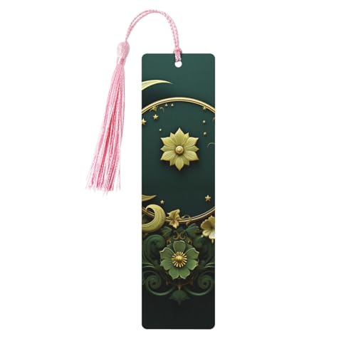 Wooden Bookmarks for Women Men Vintage Wood Bookmark with Tassels Fancy Craft Book Mark Ramadan on Green Wallpaper Cute Wood Hanging Tags Ornaments for Book Lovers Birthday Teachers Gift - color: Pink