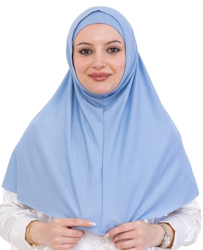 Prien Instant Hijab For Women, Muslim Long Scarf, Undercap Turban Set, Turkish Islamic Clothing, Prayer Clothes For Abaya - color: Light Blue
