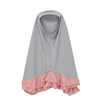 Kids Prayer Dress Muslim Clothes Outfits for Toddler Girls Long Sleeve Abaya with Hijab Two Piece Maxi Islamic Set - color: Grey, size: 18-24 Months