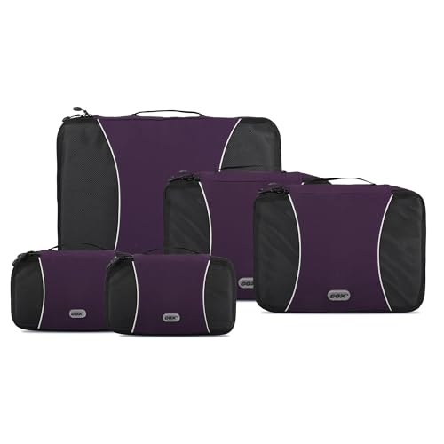 GOX Ultra Light 5 piece Packing Cubes Travel Luggage Organizer 1 Large 2 Medium 2 Small - color: Purple