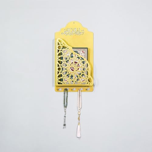 Islamics Decors Quran Metal Wall Mount Shelf Hanging Book Shelf Hanger Holder Hook for Ramadans and Eid Celebration Ramadans Decoration