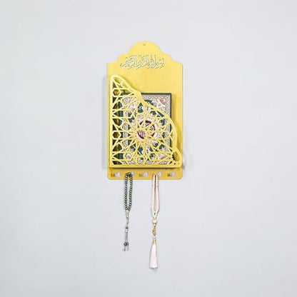 Islamics Decors Quran Metal Wall Mount Shelf Hanging Book Shelf Hanger Holder Hook for Ramadans and Eid Celebration Ramadans Decoration
