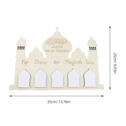 LALAFINA Ramadan Wooden Countdown Calendar Eid Mubarak Wall Hanging Decor for Home Festive Castle Design for Celebrating Ramadan and Eid Festivals