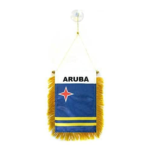 AZ FLAG Aruba Pennant 4x6 in Dutch 100D Polyester Suction Cup - color: Aruba