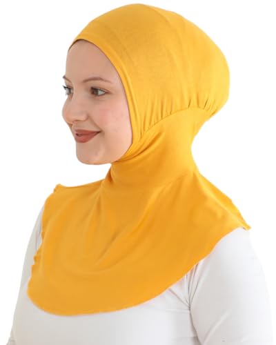 Prien Sport Hijab For Women, Muslim Head Scarf, Flexible Turban Girls, Chic Islamic Wear For Gym, Neck Collar Bonnet Viscose - color: Deep Yellow