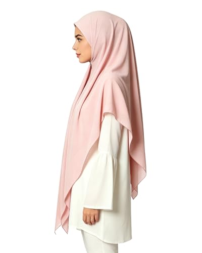Lina & Lily Premium Chiffon Hijab Head Scarf Shawl Wrap for Muslim Women Square 58'' x 58'' - color: Blush Pink