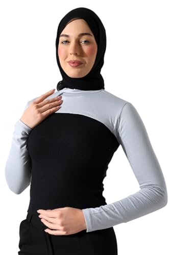 ihvan online, Women's Hijab Muslim Prayer Sleeve, Sleeves to Cover Arms for Women, Soft Stretchy Modest Hijab Arm Sleeves - color: Grey Neck