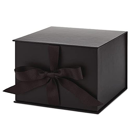 Hallmark Medium Gift Box with Lid and Shredded Paper Fill (Black 7 inch Box) for Weddings, Graduations, Birthdays, Father's Day, Groomsmen Gifts, All Occasion - color: Black, size: Pack of 1