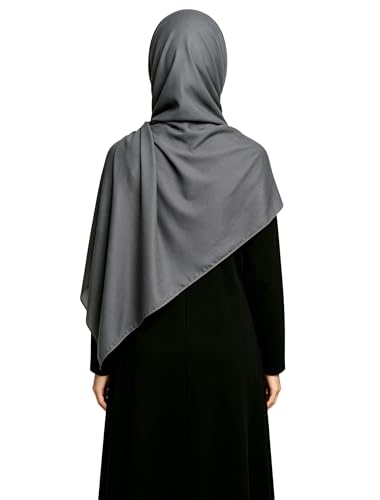 Lina & Lily Non-see-through Premium Jersey Maxi Hijab Head Scarf Wrap for Muslim Women - color: Dark Gray