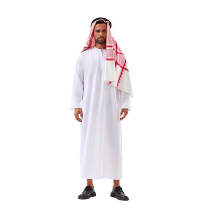 Men's Arab Costume Middle East Muslim Robe Adult Dubai Halloween Costume with Decoration Set - size: XX-Large