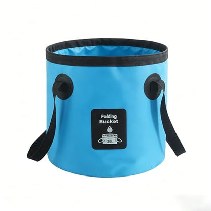 Collapsible Bucket with Handle, Lightweight Folding Water Container, Portable Collapsible Bucket for Fishing, Camping, Hiking, Backpacking, Outdoor Survival, Car Washing Black 20L (20L-Blue) - size: 20L-Blue