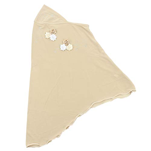 Instant Hijab for Kids Girls Hijabs Muslim Islamic Head Scarf with Rhinestone and Flowers - color: Cream