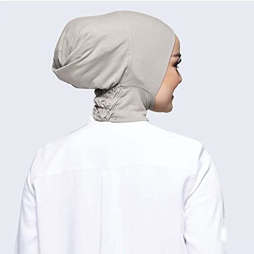 2 Pieces Jersey Muslim Inner Cap Stretch Turban Hijab Islamic Underscarf Bonnet Head Wear Neck Cover - color: Beige+white