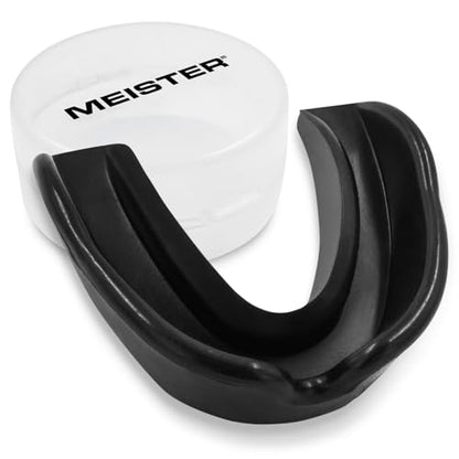 Meister Moldable Single Mouth Guard w/Case - Black | Custom-molded boil-and-bite fit, upper-teeth coverage for MMA, boxing, sparring and contact sports - color: Black