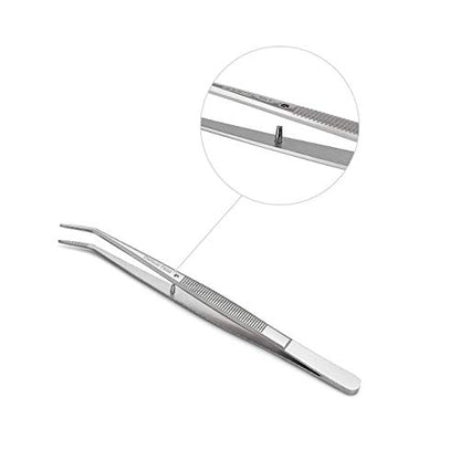 Stainless Steel Tweezers, with Curved Serrated Tip Multipurpose Sewing Machine Tweezers Forceps for Craft Repairing (2 Pcs set)