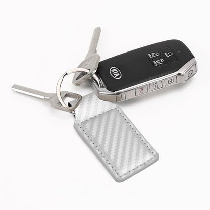 LaserGram Rectangle Keychain, Allah 2, Personalized Engraving Included (Carbon Fiber Silver) - color: Carbon Fiber Silver