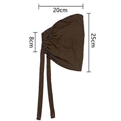 Women Under Scarf Hat Hijab Undercap Islamic Muslim Under Scarf Hijab Cap with Tie-Back Closure - color: Black2+dark Grey2