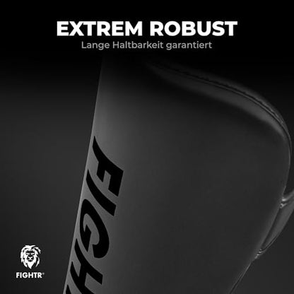 FIGHTR® Shin Guards - with a and Ideal Padding | Thick shin Protection for Kicks in Kickboxing, MMA, Muay Thai and Other Martial Arts - color: Black White, size: Small