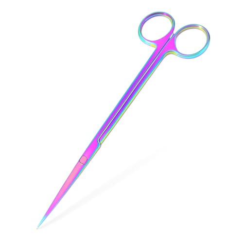Mandala Crafts Rainbow 12 Inches Straight Aquarium Scissors for Fish Tanks | Extra Long, Rust Resistant Stainless Steel, Trimming Aquatic Plants, Bowls, Terrariums, Freshwater & Saltwater Aquascape - color: Rainbow Straight Scissors, size: 12 Inches