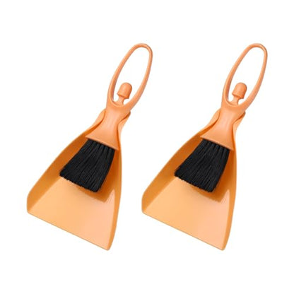 uxcell Mini Dustpan and Brush Set, Small Broom and Dustpan Set for Office Tabletops Sofas Keyboards Home Cleaning Tool, Orange Pink - color: Orange Pink