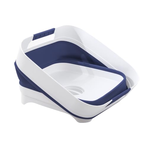 Collapsible Wash Basin for Baby Bottles - 2.4 Gallons Portable Wash Bin for RV Camping Sink, Space-Saving Dish Tub.Laundry & Utility Room Sinks (Navy blue) - color: Navy Blue