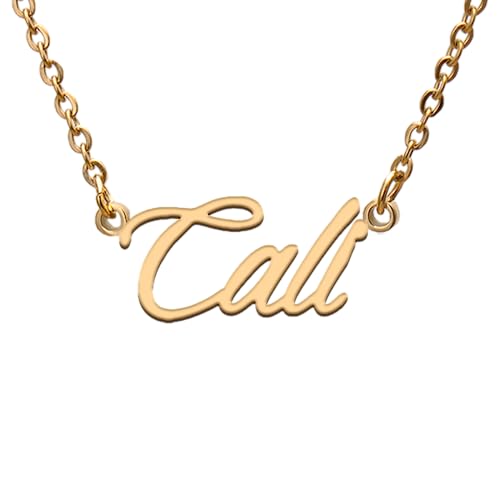 Name Tag Necklaces for Her His Friends Familys Relationship Memory Jewelry Gift - style: Gold Color- Cali