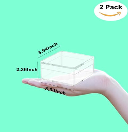 Acrylic Box Clear Display Box Plastic Square Cube Acrylic Storage Containers Candy Box for Wedding - size: 4 x 4 x 2.4 Inch