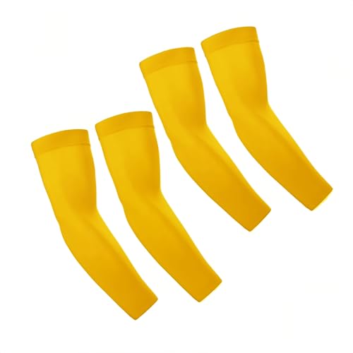 Arm Sleeves for Women Men Hand Cover Cooling Compression Arm Sleeve Tattoo Cover Up Sleeves to Cover Arm Warmers - color: Lemon Yellow