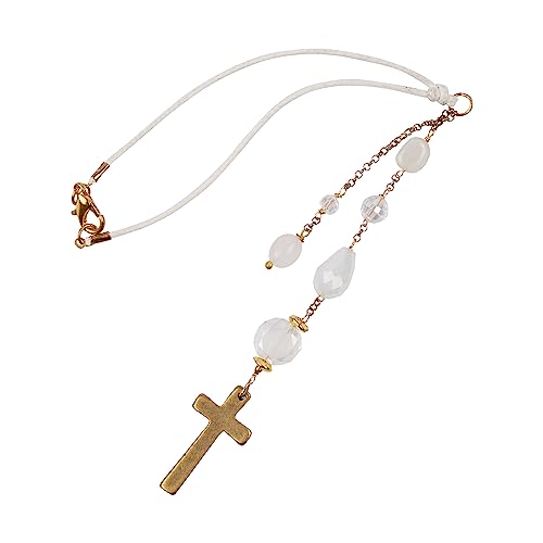 Elegant Cross for Car Mirror - Sun Catcher Rearview Mirror Charm, Transforms Sunlight and Diffuses Colors and Energy Throughout The Car - White Crystals - color: White Crystals