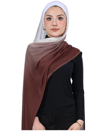 Special Ombre Modal Cotton Hijab Scarf for Women, Graceful Gradient Muslim Head Scarfs - color: Ombre Coffee