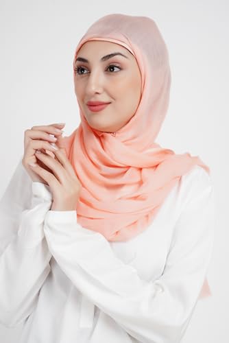 Soft Hijab Scarf 100% Modal | Lightweight | Breathable For Women - color: Orange Pink