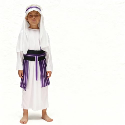 Kids Muslim Thobe Boys Arab Thobe Ethnic Ramadan Islamic Clothing Long Sleeve Arabic Prayer Kaftan Eid Trendy Maxi Dresses - color: White, size: 11-13 Years
