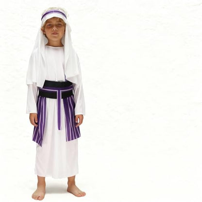 Kids Muslim Thobe Boys Arab Thobe Ethnic Ramadan Islamic Clothing Long Sleeve Arabic Prayer Kaftan Eid Trendy Maxi Dresses - color: White, size: 11-13 Years
