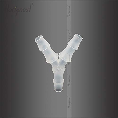 1/4" Polypropylene Y-Shaped 3-Way Barbed Hose Fitting, 4 Pcs | Y-shaped design splits one inlet into two angled outlets for air hoses and water pipes; supports routing and repair projects - style: 4pcs, 1/4" O.D.