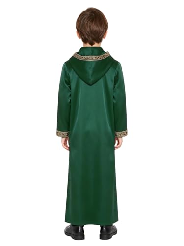 Kids Boys Thobe Muslim Prayer Clothes Saudi Dubai Robe Kaftan Zipper Dishdasha Islamic Eid Ramadan Outfits - color: Lake Blue, size: 8