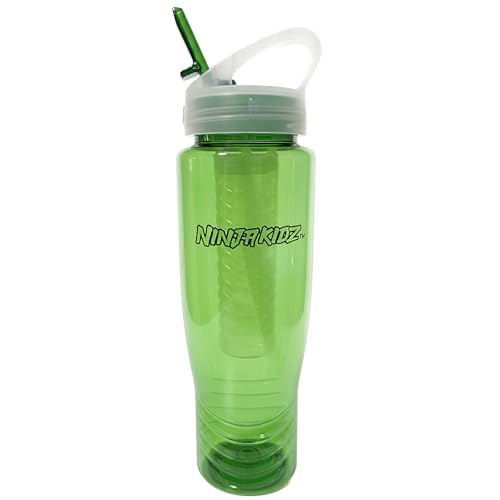 Ninja Kidz Official Kids Water Bottle with Straw, Reusable Water Bottle with Handle, Leak-Resistant, Insulated, Durable, Great for Sports, Official Merch, 0.5 liters, Green - color: Green