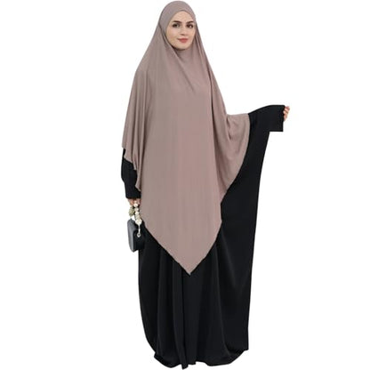 khalat Muslim Stretch Hijab Solid Color Full Cover Hijab for Women V-shaped Fashion Daily Prayer Hijab - color: Mocha