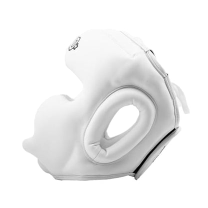 YOKKAO Premium Head Guard | Handmade Genuine Leather Headgear | Ideal for Muay Thai, Boxing, Kickboxing Sparring, Hard Training & Professional Competitions - color: White Training, size: Medium