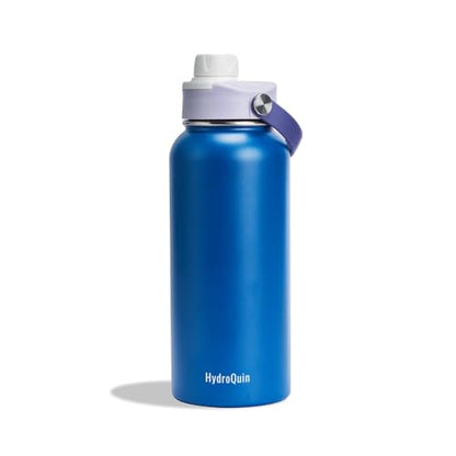 32 oz Insulated Water Bottle Royal Blue Stainless Steel Flask | Keep Cold 24 Hours Hot 12 Hours - Leakproof Twist Spout Lid & Flex Handle - No Straw Metal Water Bottle for Gym & Athletics - color: Twilight Wave