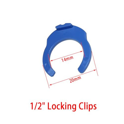 1/2" Blue Locking Clip Clamps for RO Reverse Osmosis Water Filtration Systems or Other Quick Connect Fitting Replacement Parts Accessory. (1/2" clips 50pcs) - size: 1/2" clips 50pcs