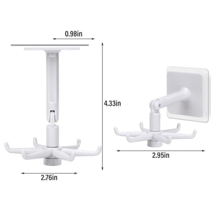YeeBeny 360 Degrees Rotating Folding Hook Self-Adhesive 180 Degrees | Self Adhesive Utensil Rail With Hooks For Baby & Bottle Brush Holder - color: White