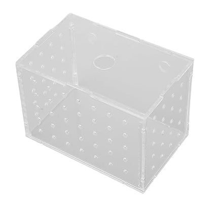 Fish Breeder Box | High Transparency Acrylic Hatchery Container with Suction Cups | Isolation & Breeding for Young Fishes/Shrimp/Clownfish | 4 Suction Cups Included (11 * 7 * 8CM) - size: 11*7*8CM