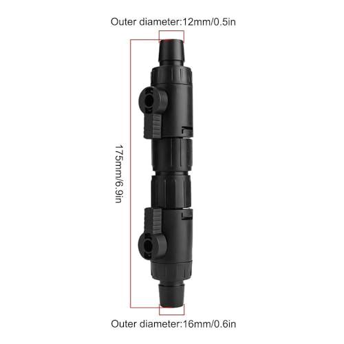 MiOYOOW Aquarium Hose Valve, Fish Tank Hose Connector Aquarium Water Control Valve with Quick Release Handle for 12/16MM Pipe - color: 12mm to 16mm