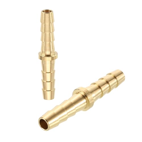 2 Pack Brass Hose Barb Adapter, 3/16" Barb for Industrial, Automotive, Fluid Transfer, Home Gardening, and Water Treatment - size: 3/16" Barb To 3/16"
