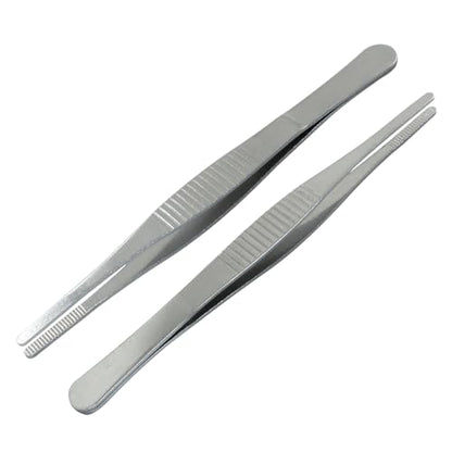 2 Pcs 5 Inch Stainless Steel Forceps, Straight Metal Tweezers General Application for Kitchen, Crafts, Plants - size: 5 Inch