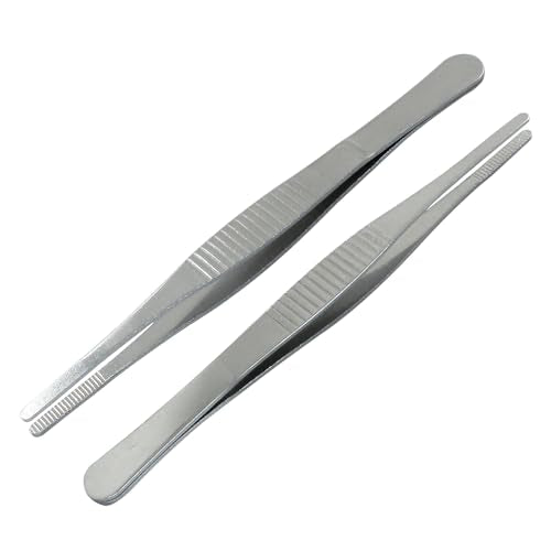 5 Inch Stainless Steel Forceps, 2 Pcs, Straight | Metal Tweezers, Kitchen, Crafts, Plants - size: 5 Inch