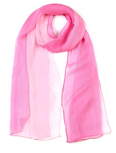 uxcell Women'sChiffon Sheer Long Scarf Silky Gradient Party - color: Pink