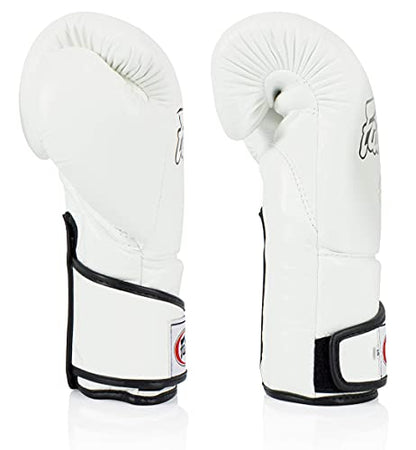 Fairtex BGV6 Angular Boxing Gloves, Locked Thumb Muay Thai MMA Kickboxing | Premium synthetic body with triple-layer foam padding. Joint protection and firm wrist support safeguard hands on heavy bags - color: White, size: 16oz