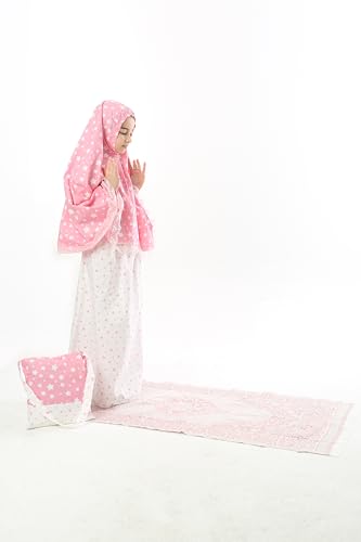 Girls Prayer Set 4 Pieces with Mat, Skirt and Hijab Islamic Dress