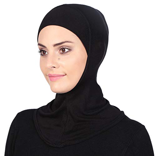 GERINLY Solid Women's Muslin Hijab Sport Head Scarf - Plain Under Scarf Muslimah Turban Cap - Ramadan Accessory - color: Black
